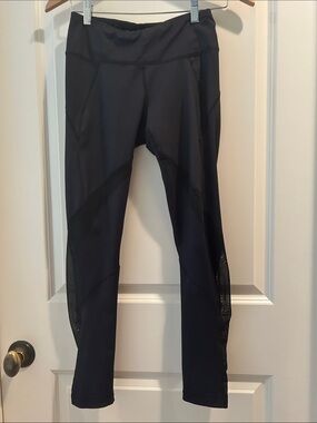 Vina 12% Spandex! Athletic Leggings Mesh Panels elastic waist inner pouch size S